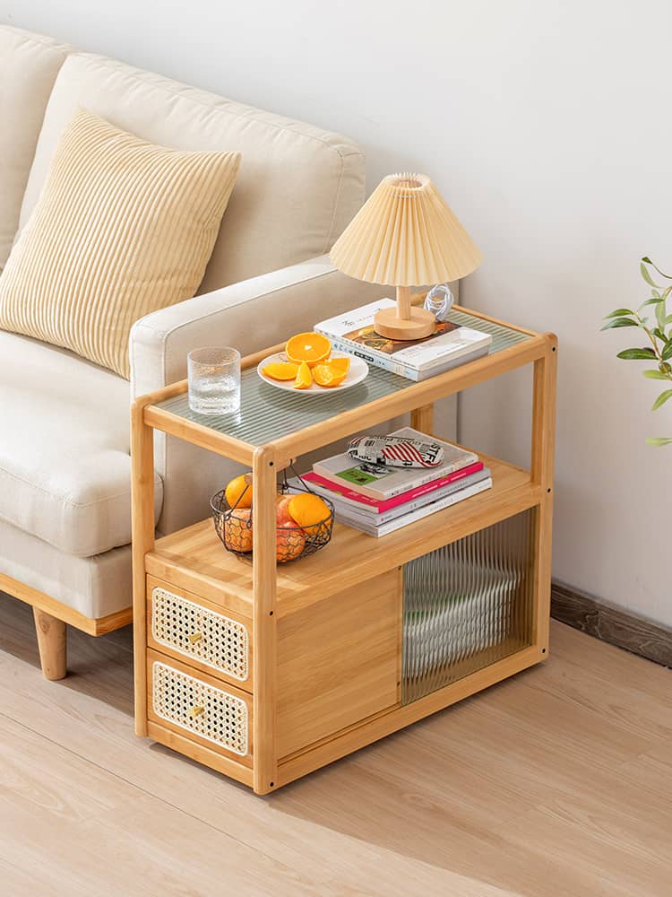 Modern End Table with Storage - Glass Top for All Your Rooms hsl-82