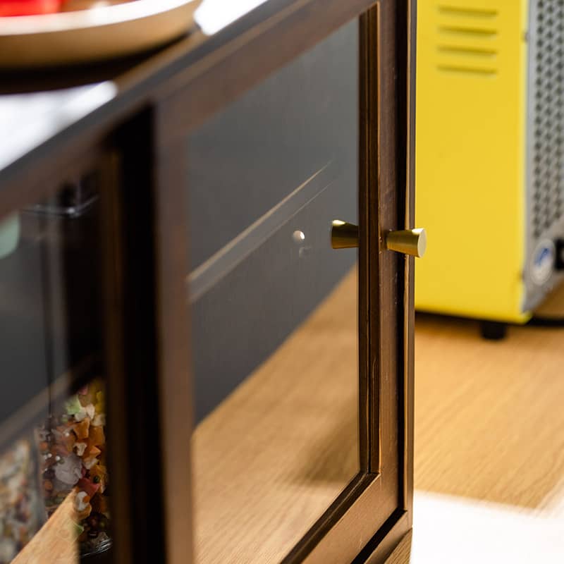 Elegant Dark Brown Bamboo Cabinet with Glass Doors - Perfect Natural Wood Storage Solution hsl-89