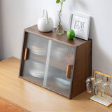 Elegant Dark Brown Bamboo Cabinet with Glass Doors - Perfect Natural Wood Storage Solution hsl-89