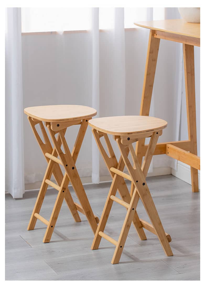 Stylish Natural Bamboo Wood Stool for Modern Interiors hsl-91