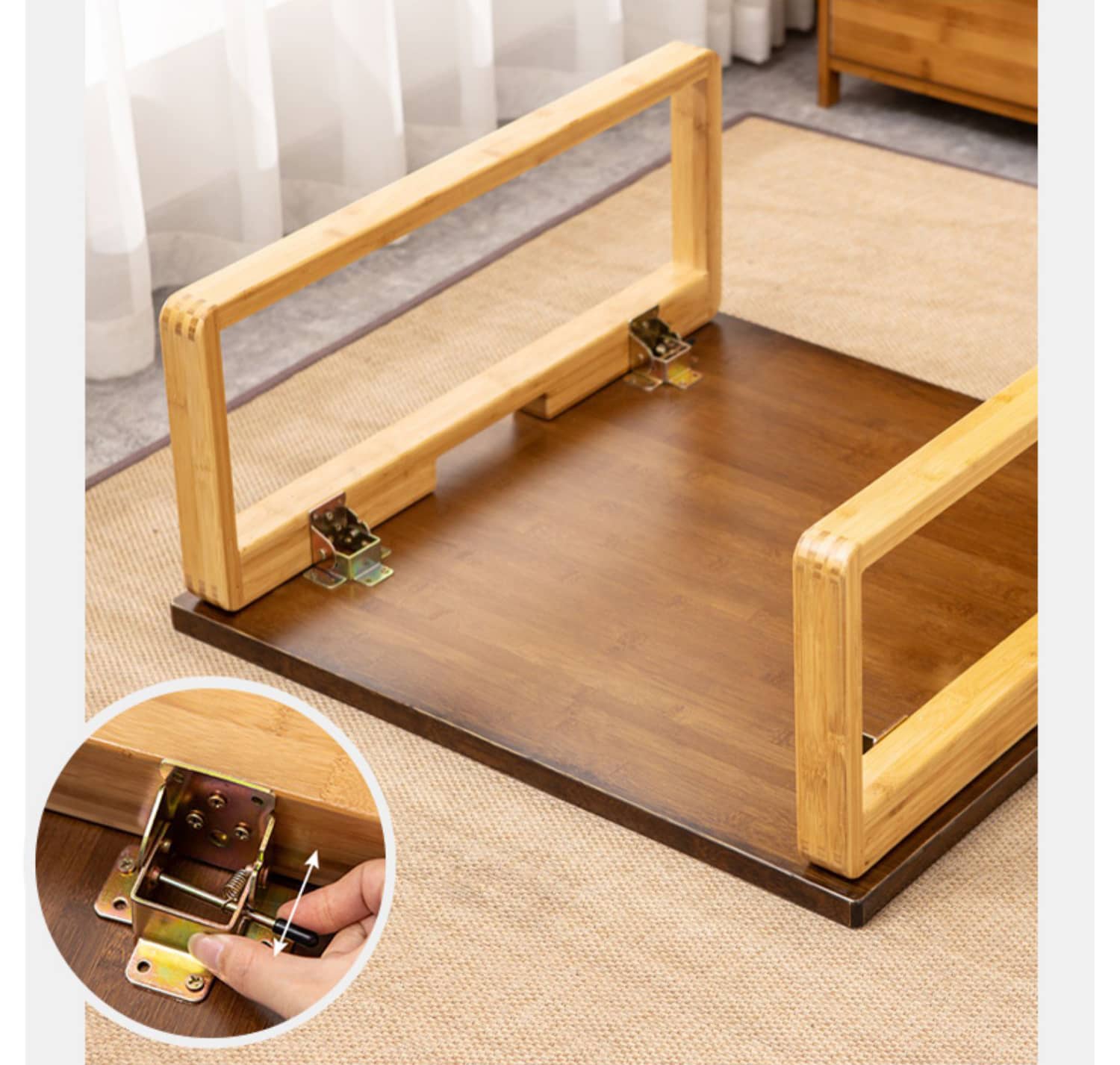 Square Bamboo Coffee Table Foldable for Living Rooms Modern Style hsl-93