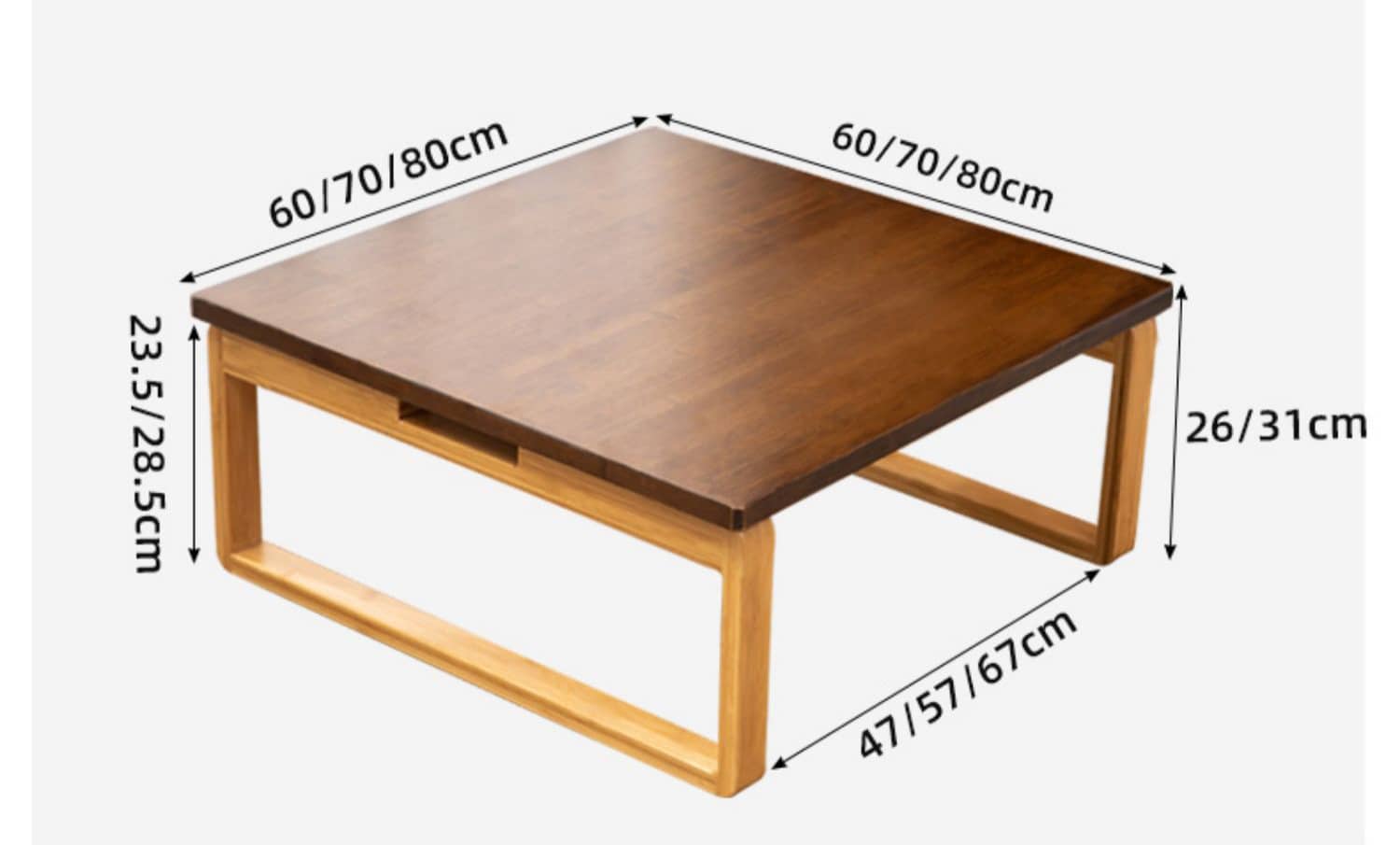 Square Bamboo Coffee Table Foldable for Living Rooms Modern Style hsl-93