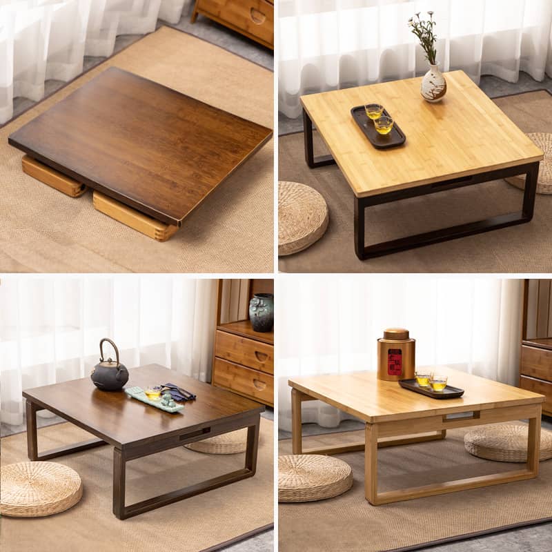 Square Bamboo Coffee Table Foldable for Living Rooms Modern Style hsl-93