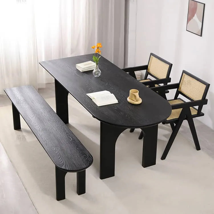 Sleek Black Pine Wood Dining Table for Modern Homes hsyj-2281