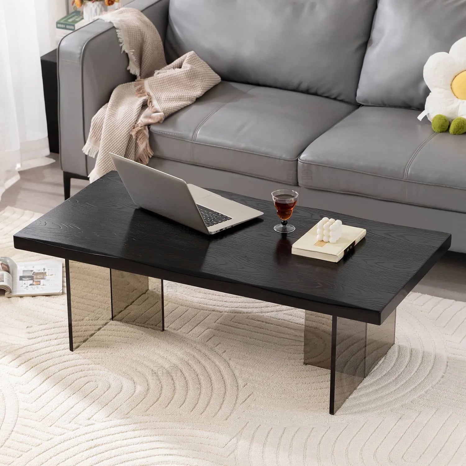 Modern Solid Wood & Acrylic Coffee Table for Stylish Living Rooms hsyj-2283