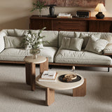 Modern Oak Wood Stone Coffee Table - Elevate Your Living Room Décor hty-2058