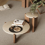 Modern Oak Wood Stone Coffee Table - Elevate Your Living Room Décor hty-2058
