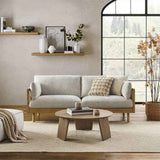 Minimalistic Loveseat Sofa with Ash Wood Frame & Rattan Back - Comfortable & Durable Design for Living Room htzm-1504