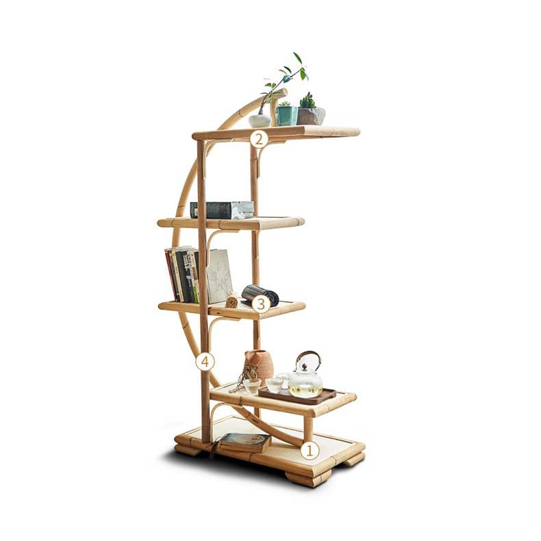 Natural Wood and Rattan Storage Rack for Stylish Home Organization htzm-1506