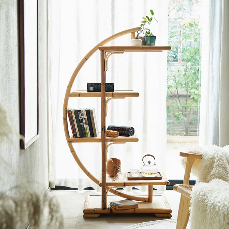 Natural Wood and Rattan Storage Rack for Stylish Home Organization htzm-1506