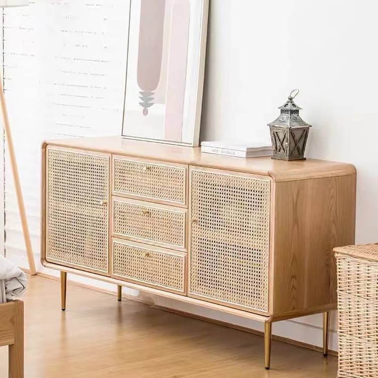 Elegant Natural Rattan and Ash Wood Cabinet for Timeless Home Decor htzm-1509