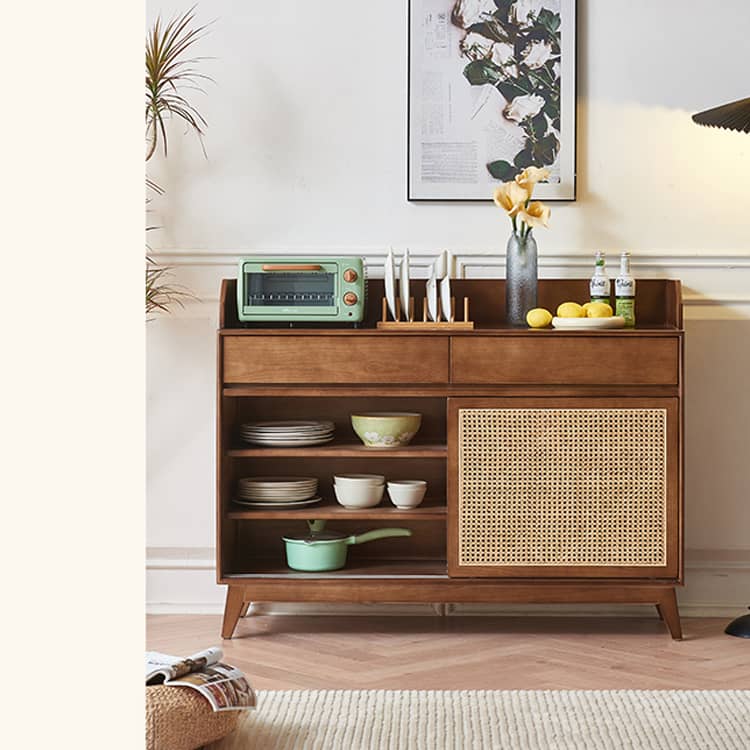 Brown Ash Wood and Rattan Cabinet - Sleek and Stylish Storage Solution htzm-1510