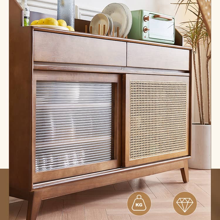 Brown Ash Wood and Rattan Cabinet - Sleek and Stylish Storage Solution htzm-1510