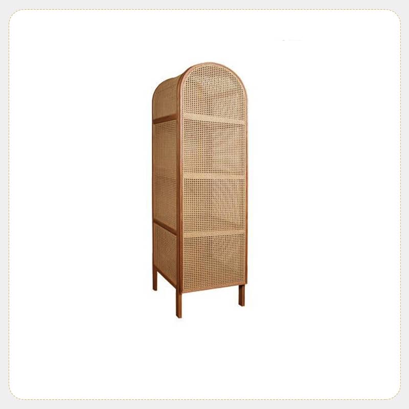 Elegant Ash Wood Cabinet with Rattan Accents - Natural Finish htzm-1511