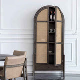 Elegant Black Oak Wood Cabinet with Rattan Accents for Modern Living Rooms htzm-1512
