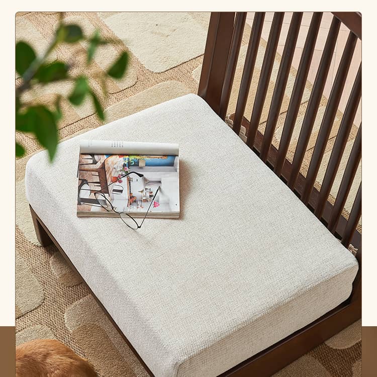 Modern Ash Wood Sofa Chair with Beige Cushion - Lazy Sofa Chair without Legs Stylish Design for Living Room htzm-1518