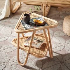 Modern Round Rattan Coffee Table & Triangle Side Table – Elegant and Durable Design htzm-1528