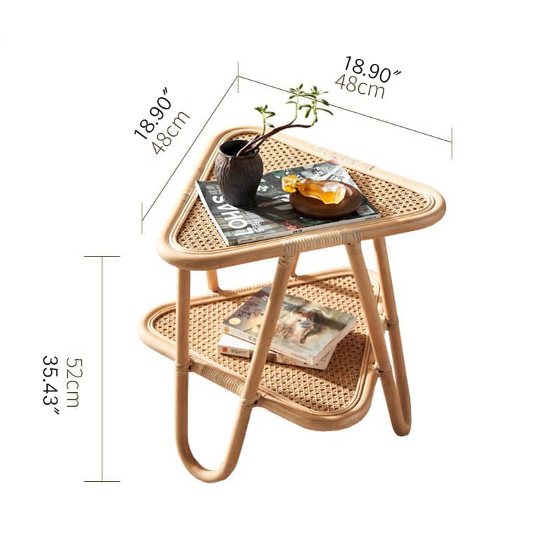 Modern Round Rattan Coffee Table & Triangle Side Table – Elegant and Durable Design htzm-1528