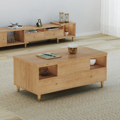 Elegant Oak Wood Rectangular Coffee Table with Lift-Top & Storage - Modern For LIvingroom hx-1568