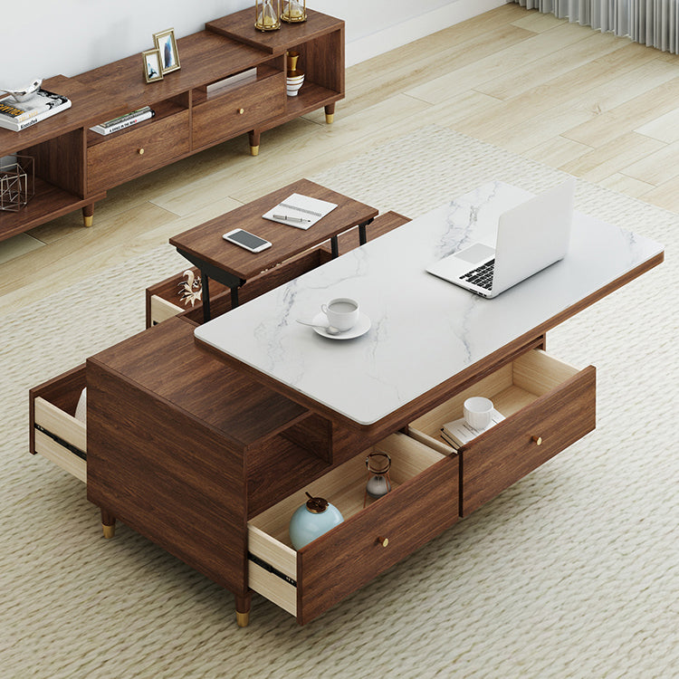 Elegant Oak Wood Rectangular Coffee Table with Lift-Top & Storage - Modern For LIvingroom hx-1568