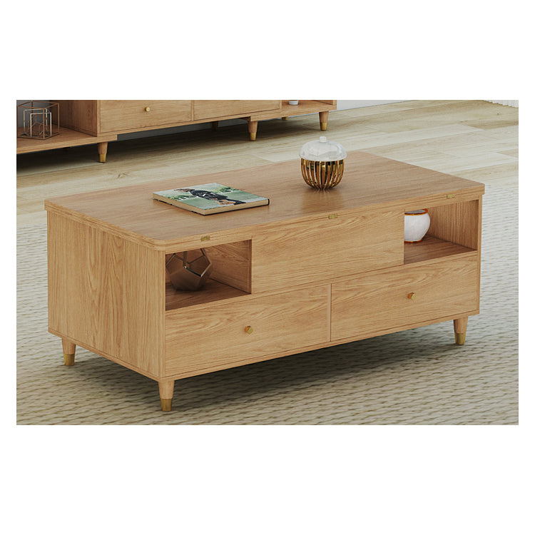 Elegant Oak Wood Rectangular Coffee Table with Lift-Top & Storage - Modern For LIvingroom hx-1568