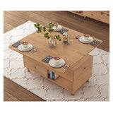 Solid Wood Coffee Table with Lift and Extensible Top - Modern Design with Storage hx-1572
