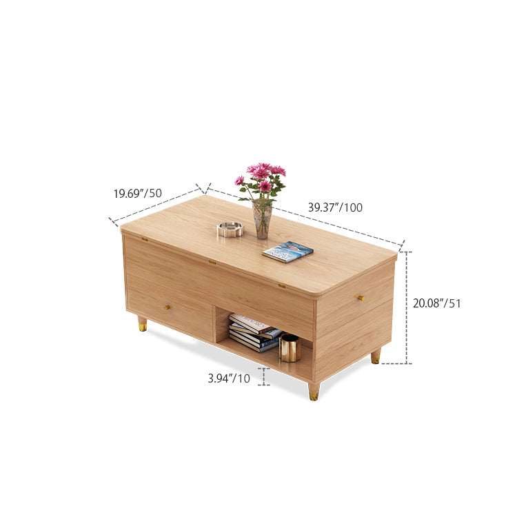 Solid Wood Coffee Table with Lift and Extensible Top - Modern Design with Storage hx-1572