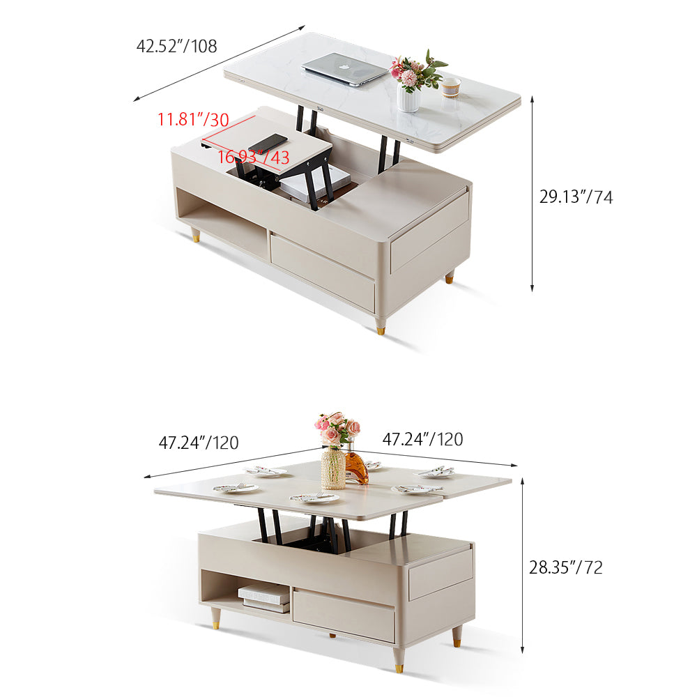 Modern Rectangular Ceramic Coffee Table with Extendable Top - Stylish and Durable For LIvingroom hx-1574