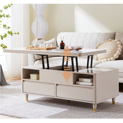 Modern Rectangular Coffee Table in White with Lift-Top and Storage – Modern for All Your Rooms hx-1575