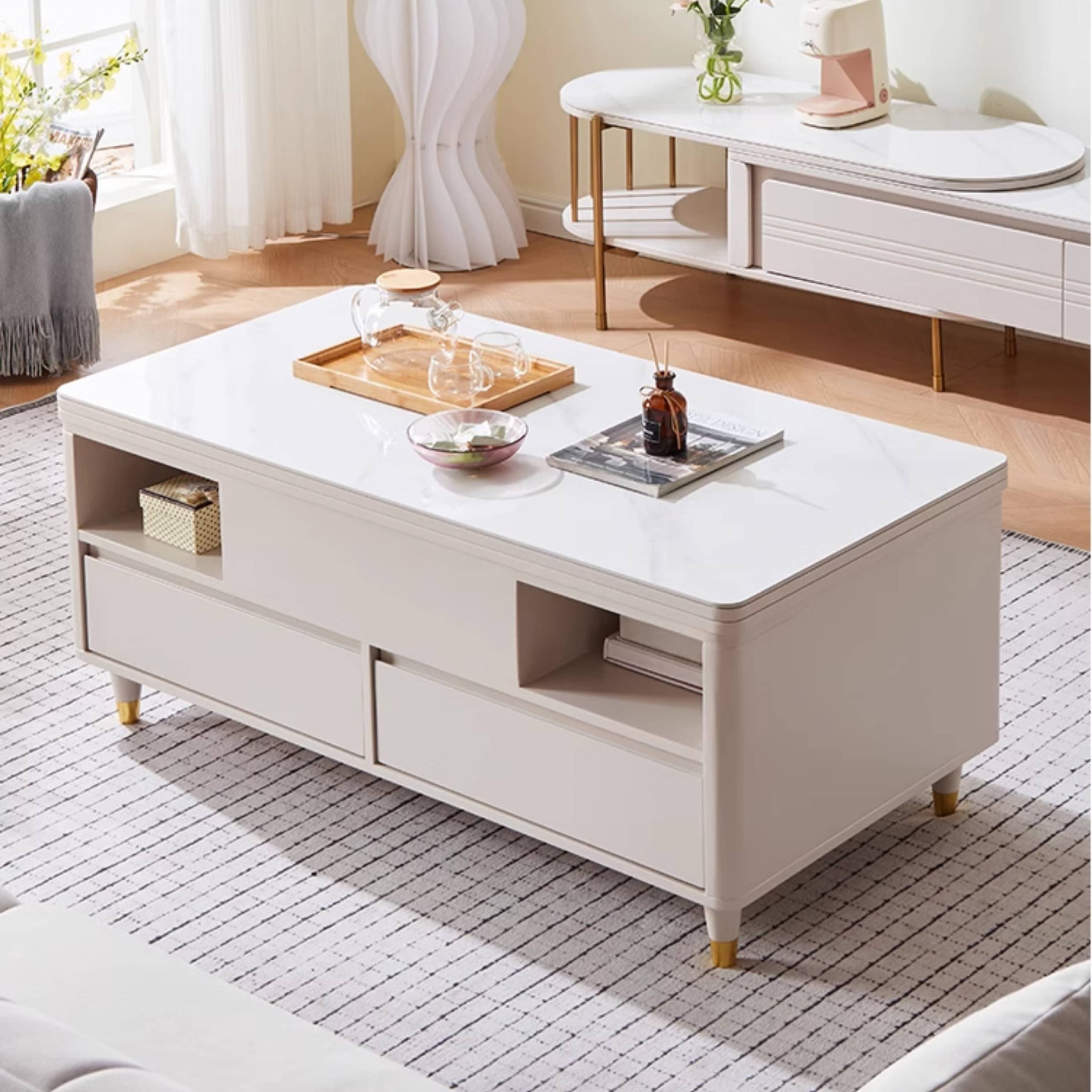 Modern Rectangular Coffee Table in White with Lift-Top and Storage – Modern for All Your Rooms hx-1575