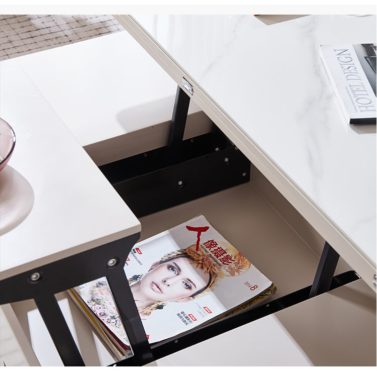 Modern Rectangular Coffee Table in White with Lift-Top and Storage – Modern for All Your Rooms hx-1575