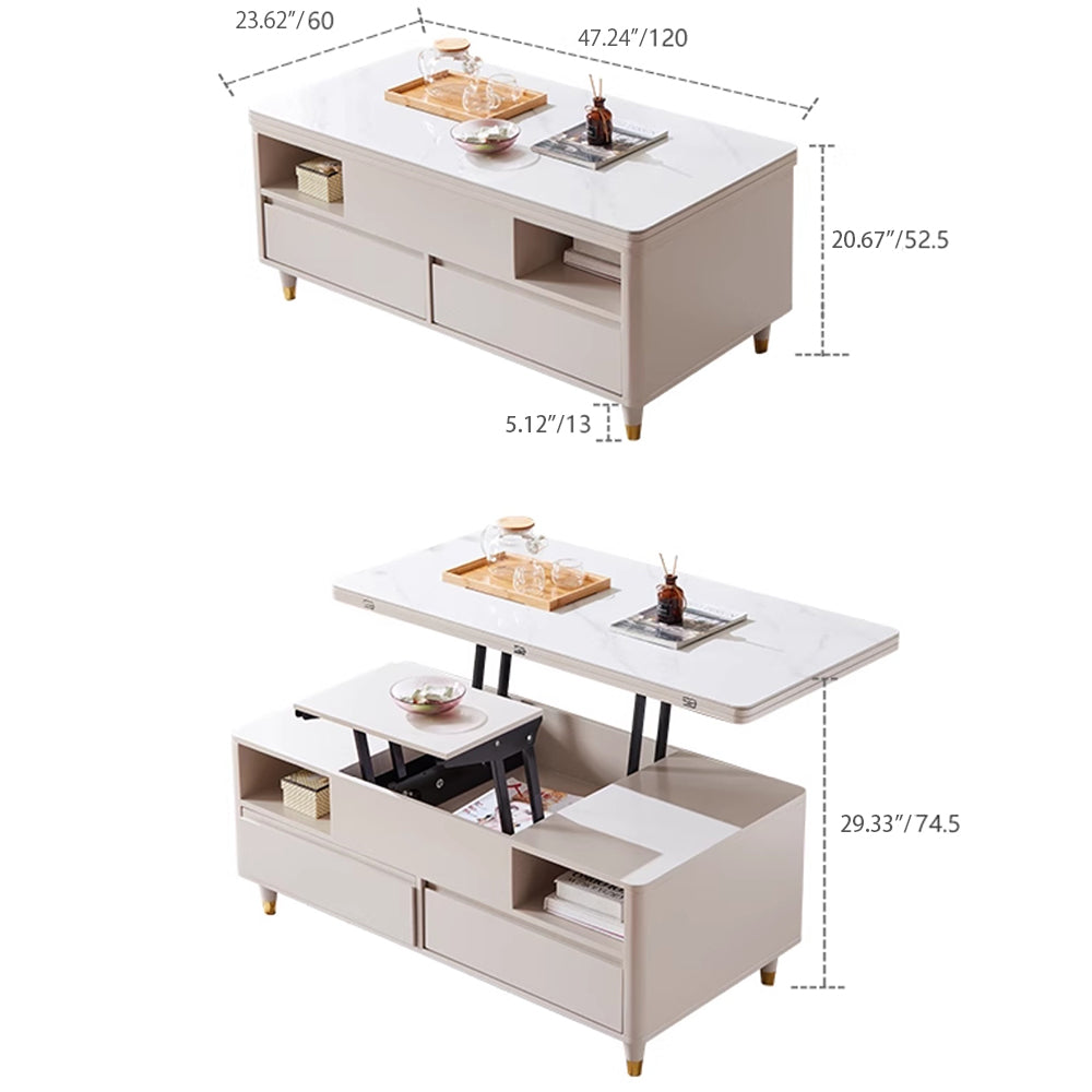 Modern Rectangular Coffee Table in White with Lift-Top and Storage – Modern for All Your Rooms hx-1575