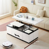 Modern Rectangular Lift-Top Coffee Table Set & 4 Ottomans with Storage hx-1578