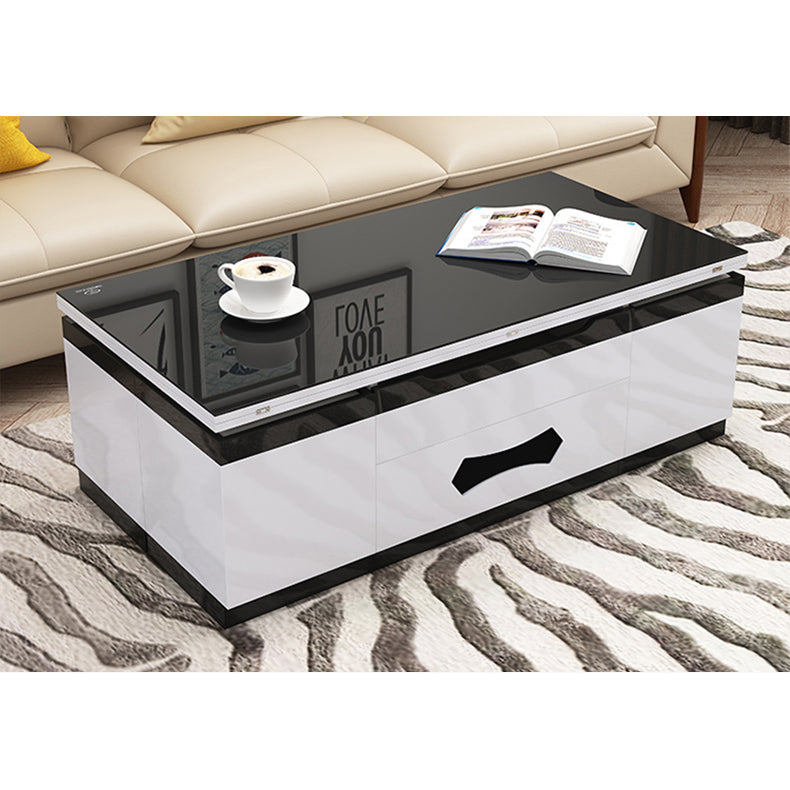 Modern Rectangular Lift-Top Coffee Table Set & 4 Ottomans with Storage hx-1578