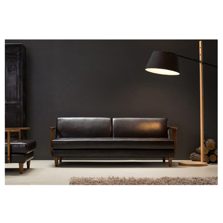 Luxury Black Faux Leather Sofa with Elegant Birch Wood Frame hxcyj-1327