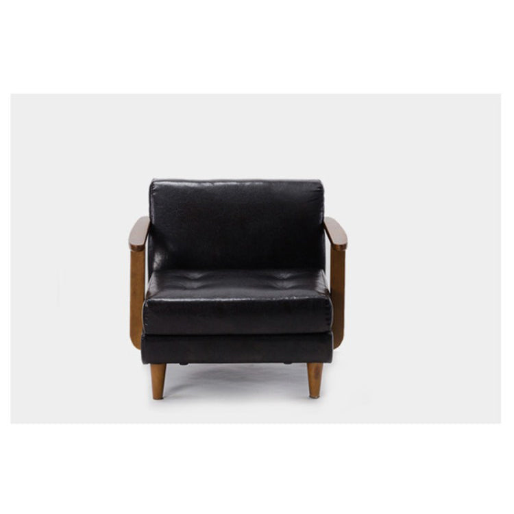 Luxury Black Faux Leather Sofa with Elegant Birch Wood Frame hxcyj-1327