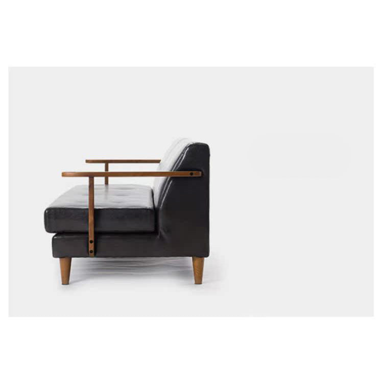 Luxury Black Faux Leather Sofa with Elegant Birch Wood Frame hxcyj-1327