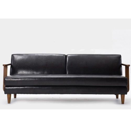 Luxury Black Faux Leather Sofa with Elegant Birch Wood Frame hxcyj-1327