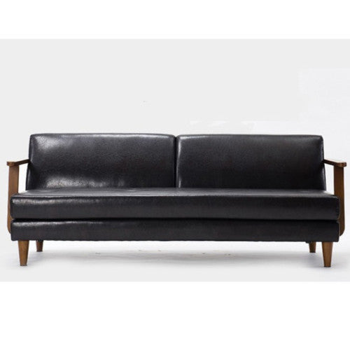 Luxury Black Faux Leather Sofa with Elegant Birch Wood Frame hxcyj-1327