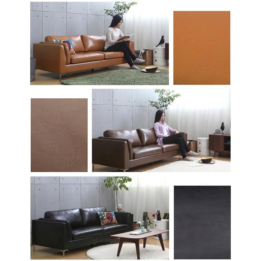 Elegant Camel Light Brown Sofa with Black Solid Wood & Stainless Steel Accents - Premium Cotton & Faux Leather Blend hxcyj-1328