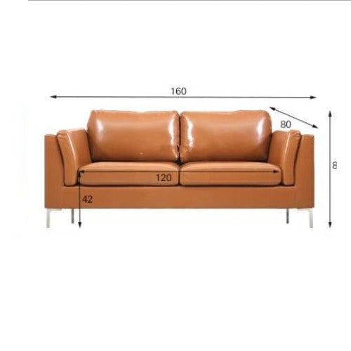 Elegant Camel Light Brown Sofa with Black Solid Wood & Stainless Steel Accents - Premium Cotton & Faux Leather Blend hxcyj-1328