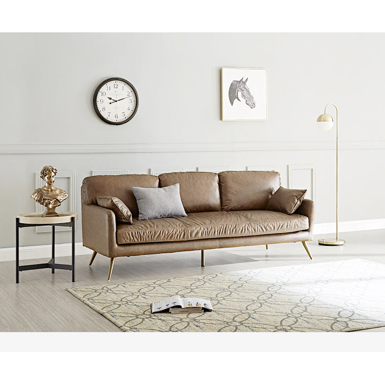 Elegant Black and Light Brown Pine Wood Sofa with Down Cushions and Faux Leather Accents hxcyj-1335