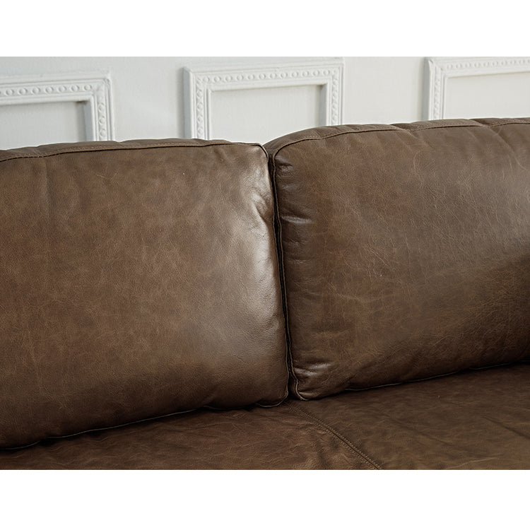 Elegant Black and Light Brown Pine Wood Sofa with Down Cushions and Faux Leather Accents hxcyj-1335