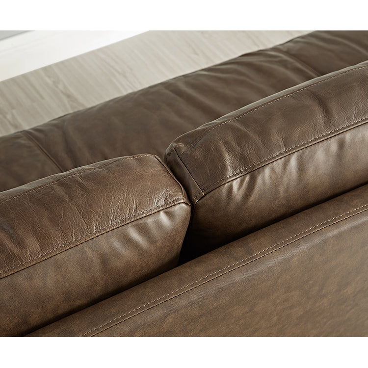 Elegant Black and Light Brown Pine Wood Sofa with Down Cushions and Faux Leather Accents hxcyj-1335