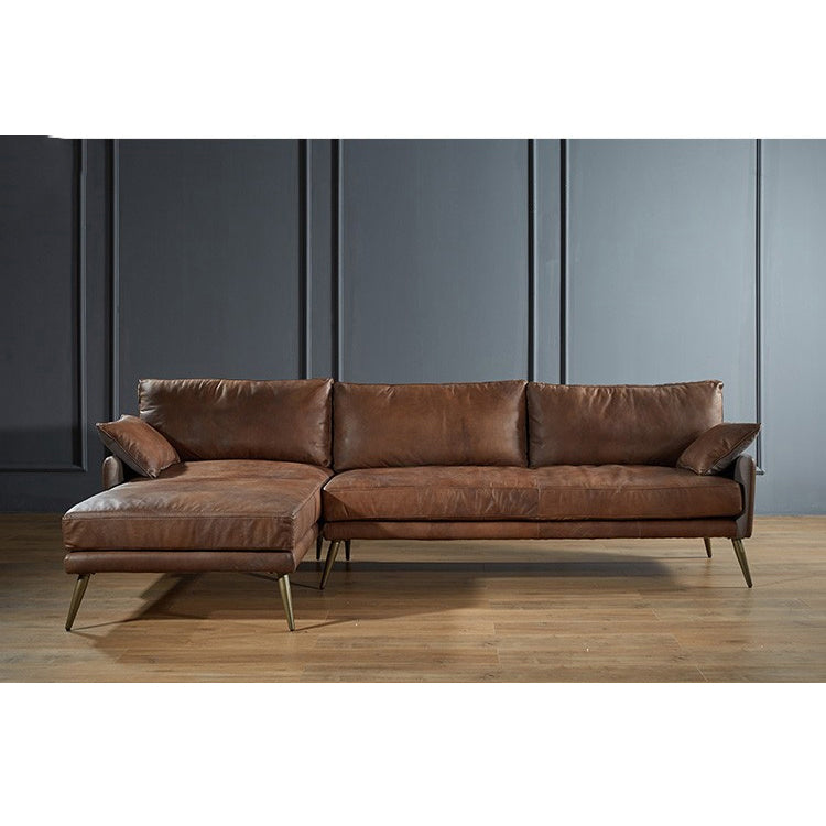 Elegant Black and Light Brown Pine Wood Sofa with Down Cushions and Faux Leather Accents hxcyj-1335