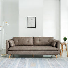 Stylish Solid Wood Sofa - Comfortable Cotton & Leathaire Upholstery in Blue, Green, Beige, Light Brown, Dark Gray, Camel hxcyj-1338