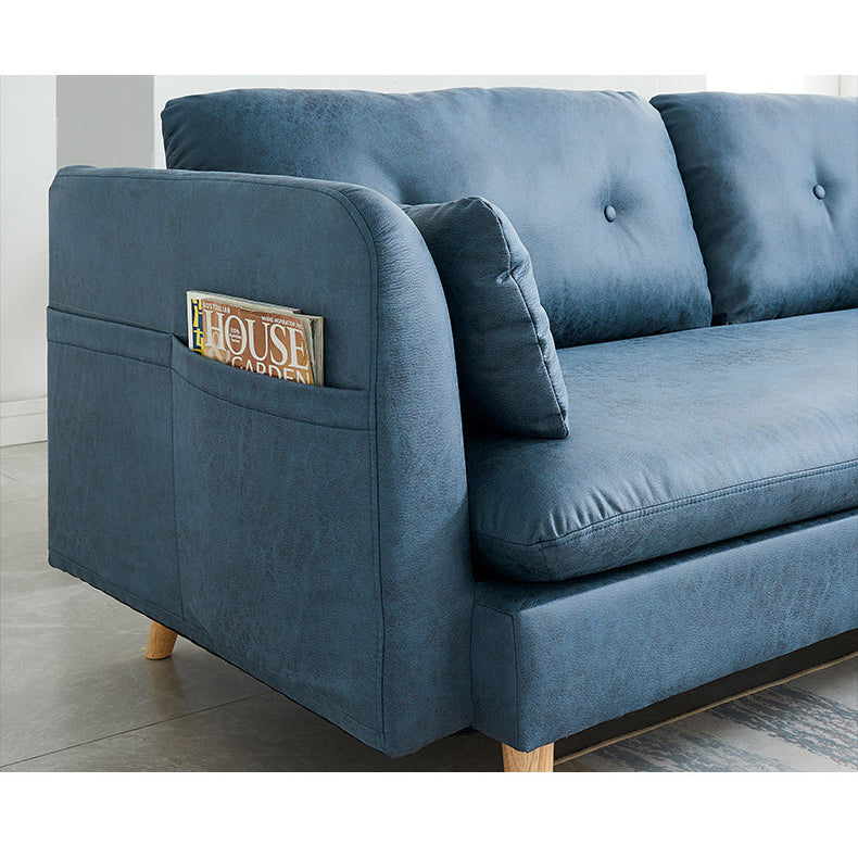 Stylish Solid Wood Sofa - Comfortable Cotton & Leathaire Upholstery in Blue, Green, Beige, Light Brown, Dark Gray, Camel hxcyj-1338