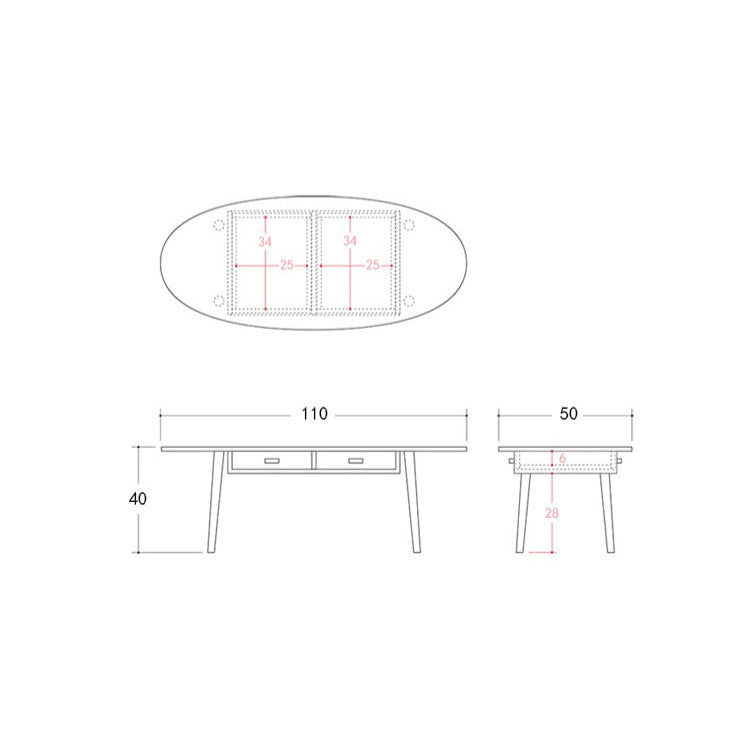 Modern Oval Coffee Table with Drawer Storage - Minimalistic Design for Your Rooms hxcyj-1340