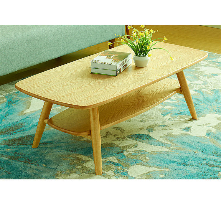 Modern Rectangular Wooden Coffee Table with Two-Tier for Storage - Minimalistic for All Your Rooms hxcyj-1341