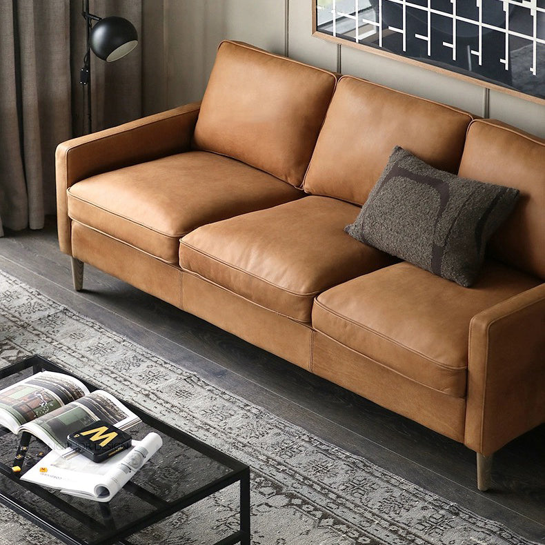 Luxurious Camel Dark Brown Sofa - Solid Birch Wood Frame with Cotton Down Leathaire Upholstery hxcyj-1344